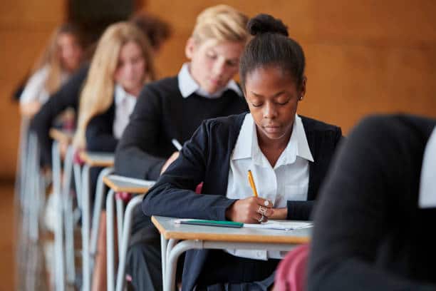 students writing exam